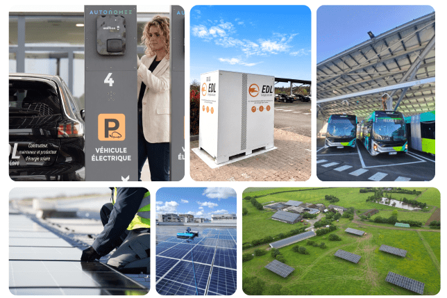EDL: borne de recharge pour véhicule électrique et panneaux solaires.