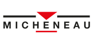 Logo Micheneau avec un triangle rouge et un soulignement